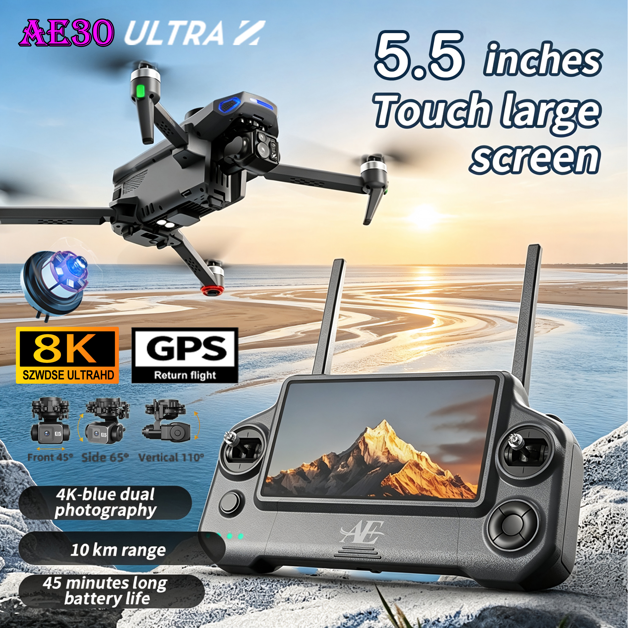Drone Gimbal 3 Axis - NEW AE30 Ultra GPS Drone 4K